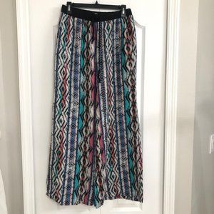 Good Day womens western southwest Aztec boho wide leg pants large